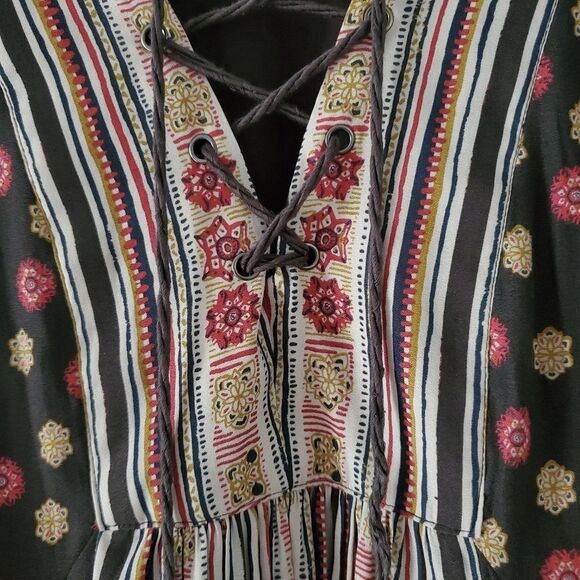 Free People Rain Or Shine Pebble Print Bohemian Floral Tunic Mini Dress Size S - Picture 4 of 9
